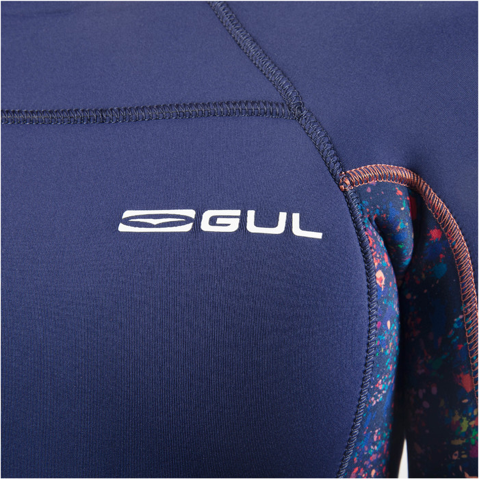 2024 Gul Junior Response 5/3mm Back Zip Wetsuit RE1278-C1 - Blue / Paintsplatter